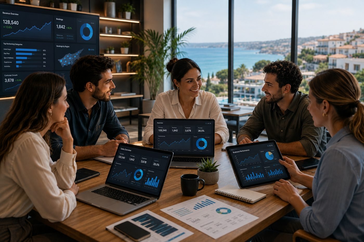 Inova Group team reviewing business performance